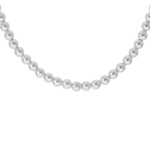 Collier en argent rhodié perles 3mm blanche de synthèse longueur 38+4cm