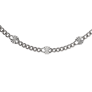 Collier en argent rhodié maille gourmette pastilles diamanté etoile 42cm