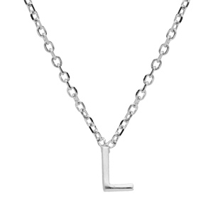 Collier en argent rhodié chaîne avec pendentif initiale L 38+5cm