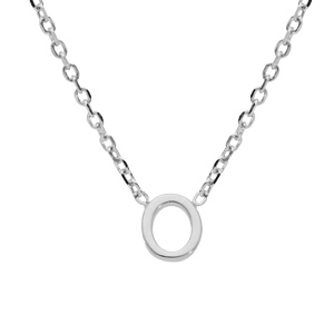 Collier en argent rhodié chaîne avec pendentif initiale O 38+5cm