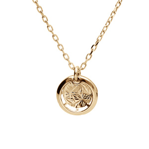 Collier en argent et dorure jaune chaîne avec pendentif rond diamanté 40+5cm
