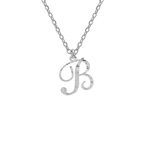Collier en argent rhodié chaîne avec pendentif lettre anglaise B diamantée longueur 40+4cm