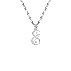 Collier en argent rhodié chaîne avec pendentif lettre anglaise E diamantée longueur 40+4cm