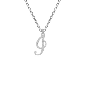 Collier en argent rhodié chaîne avec pendentif lettre anglaise I diamantée longueur 40+4cm
