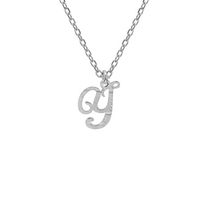 Collier en argent rhodié chaîne avec pendentif lettre anglaise Y diamantée longueur 40+4cm