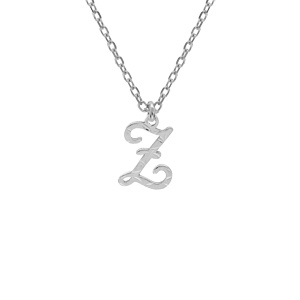 Collier en argent rhodié chaîne avec pendentif lettre anglaise Z diamantée longueur 40+4cm