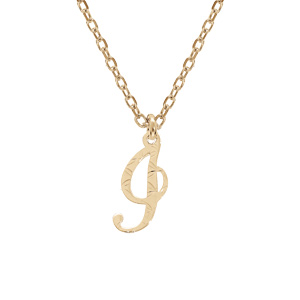Collier en argent et dorure jaune chaîne avec pendentif lettre anglaise I diamanté 40+4cm