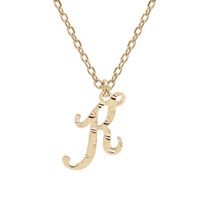 Collier en argent et dorure jaune chaîne avec pendentif lettre anglaise K diamanté 40+5cm