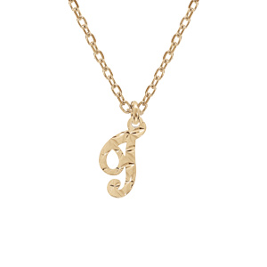 Collier en argent et dorure jaune chaîne avec pendentif lettre anglaise T diamanté 40+4cm