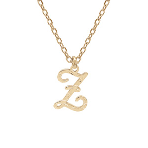 Collier en argent et dorure jaune chaîne avec pendentif lettre anglaise Z diamanté 40+4cm