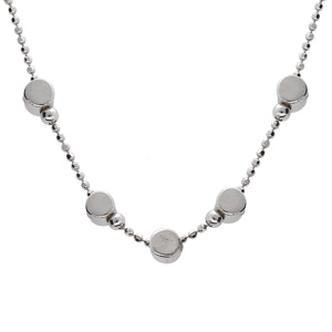Collier en argent rhodié avec boules lisses 38+5cm