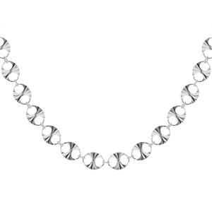 Collier en argent rhodié maille pastilles diamantées 42+3cm