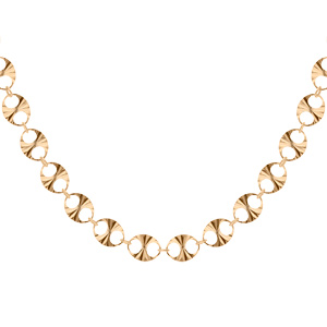 Collier en argent et dorure jaune mailles fantaisie petite pastilles diamantées42+3cm