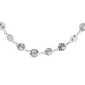 Collier en argent rhodié  maille pastilles serrées diamantés 40+4cm