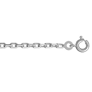 Chaîne en argent rhodié maille forçat largeur 2,5mm et longueur 70cm