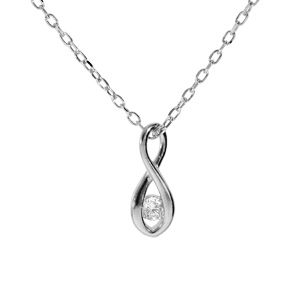 Collier en argent rhodié chaîne avec pendentif infini et oxyde blanc longueur 40+4cm
