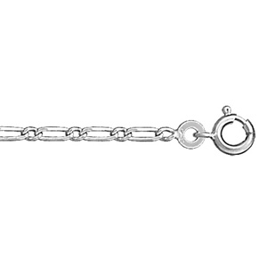 Chaîne en argent rhodié mailles 1+1 largeur 2mm et longueur 50cm