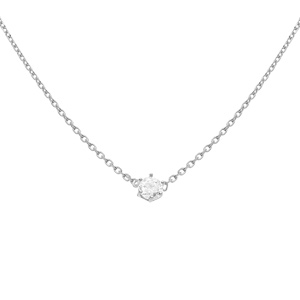 Collier argent rhodié oxyde blanc 4mm sertis 6 griffes réglable 38 à 42cm