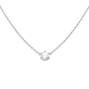 Collier argent rhodié oxyde blanc 5mm sertis 6 griffes réglable 38 à 42cm
