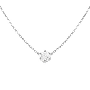 Collier argent rhodié oxyde blanc 6mm sertis 6 griffes réglable 38 à 42cm