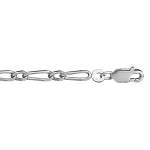 Chaîne en argent rhodié mailles 1+1 largeur 3mm et longueur 45cm