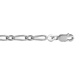 Chaîne en argent rhodié mailles 1+1 largeur 3mm et longueur 50cm