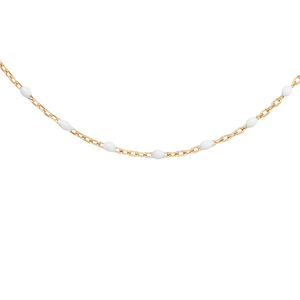 Collier en Argent et dorure jaune avec perles blanches 40+5cm