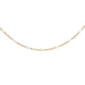 Sautoir en argent et dorure jaune avec olives couleur blanche 60+10cm