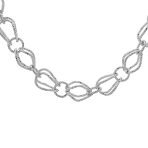 Collier en argent rhodié maillons fantaisies diamantés 40+5cm