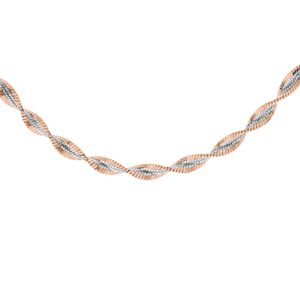 Collier en argent chaîne vrille 3mm avec 2 bordures dorure rose longueur 40cm
