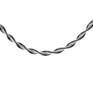 Collier en argent chaîne vrille 3mm avec 2 bordures noires longueur 40cm