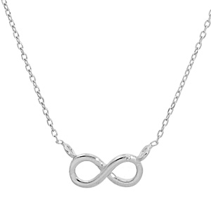 Collier en argent rhodié chaîne avec pendentif symbole infini - longueur 40cm + 3cm de rallonge