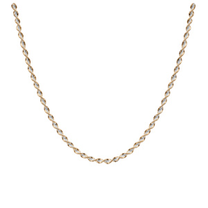 Collier en argent chaîne vrille 4mm avec 2 bordures dorure jaune longueur 42cm