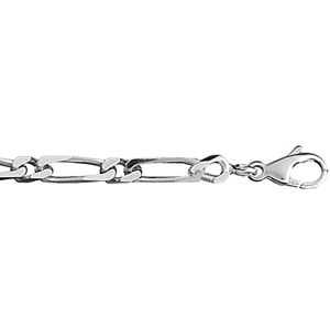 Chaîne en argent rhodié mailles 1+1 largeur 4mm et longueur 50cm