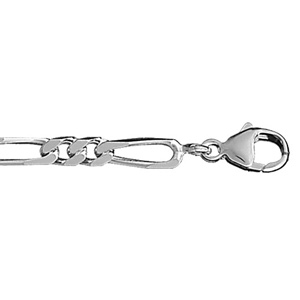 Chaîne en argent rhodié mailles 1+2 largeur 4mm et longueur 50cm