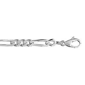 Chaîne en argent rhodié mailles 1+3 largeur 4mm et longueur 55cm