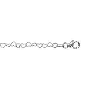 Chaîne en argent maille cœurs emmaillés pour enfant - longueur 35cm + 2cm de rallonge