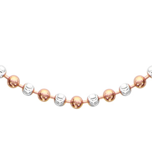 Collier en argent alternance de boules grises et roses – longueur 42cm