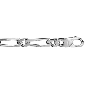 Chaîne en argent rhodié mailles 1+1 largeur 5mm et longueur 45cm