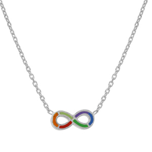 Collier enfant en argent rhodié chaîne avec pendentif infini coloré 35+4cm