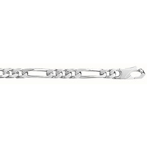 Chaîne en argent rhodié mailles 1+3 largeur 5mm et longueur 50cm