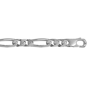 Bracelet en argent chaîne maille figaro 1+2 largeur 7mm et longueur 21cm