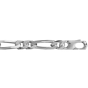 Bracelet en argent chaîne maille figaro 1+2 largeur 8mm et longueur 21cm