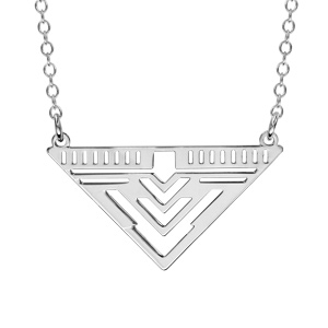 Collier en argent rhodié chaîne avec pendentif triangle découpés en stries et en pointes – longueur 38cm + 4cm de rallonge
