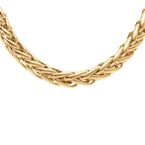 Collier en argent et dorure jaune maille palmier en chute 46cm