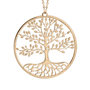 Collier en argent et dorure jaune chaîne avec pendentif arbre de vie 42+3cm