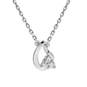 Collier en argent rhodié chaîne avec pendentif goutte 3 oxydes blancs sertis 38cm + 4cm
