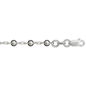 Collier en argent chaîne avec boules lisses à intervalles réguliers - longueur 42cm
