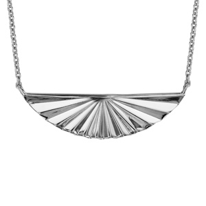 Collier en argent rhodié chaîne avec pendentif en éventail 40cm + 4cm
