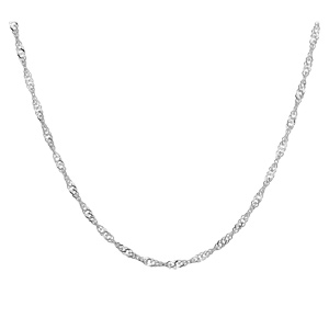 Chaîne en argent rhodié maille Singapour largeur 1,5mm et longueur 45cm